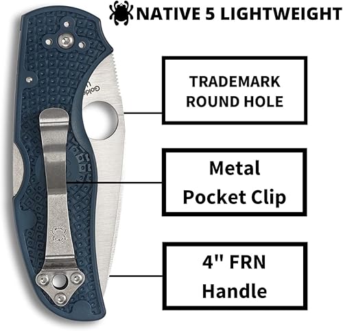 Miniatura 3 de Spyderco Native 5 Knife with 2.95" CPM SPY27 High-Performance Steel Blade and Cobalt-Blue Lightweight FRN Handle - PlainEdge - C41PCBL5