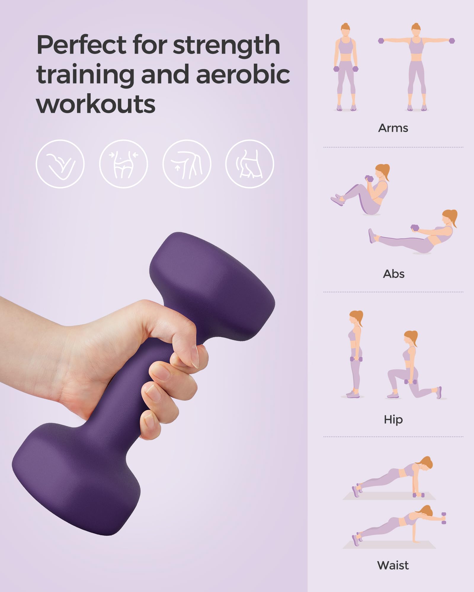 SONGMICS Set of 2 Dumbbells, Hexagonal Dumbbells Pair, Home Workout, Fitness ...