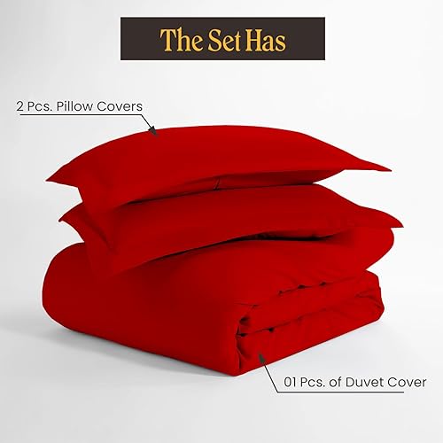 Miniatura 6 de SGI bedding Lujoso juego de funda de edredón de 600 hilos, color rojo sangre, funda de edredón para invierno, ropa de cama de algodón egipcio de