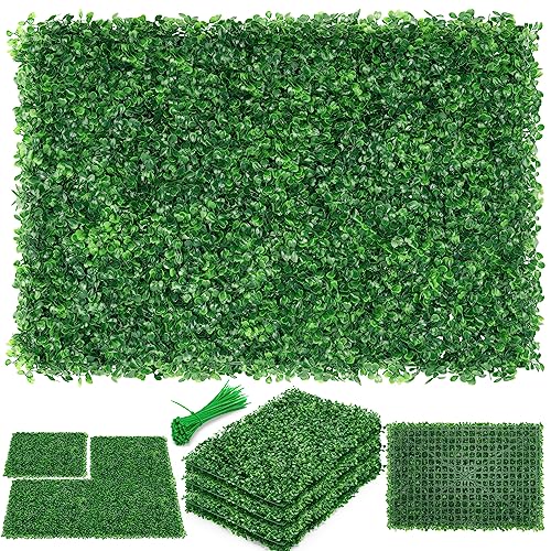 ZXMOTO Artificial Boxwood Hedge Panels 36PCS Topiary Hedge Plant Faux Grass Wall Decoration Faux Greenery Wall Panel for Indoor Outdoor Garden Backyard Decor (23.6