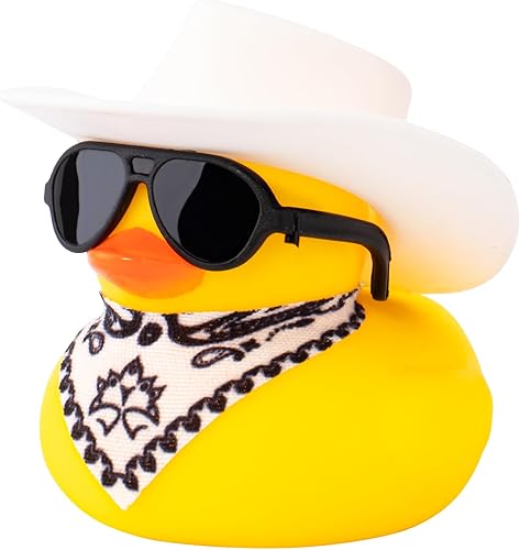 wonuu Adornos de pato de goma para automóvil, decoración de tablero de automóvil con casco de hélice para decoración navideña y decoración del hogar