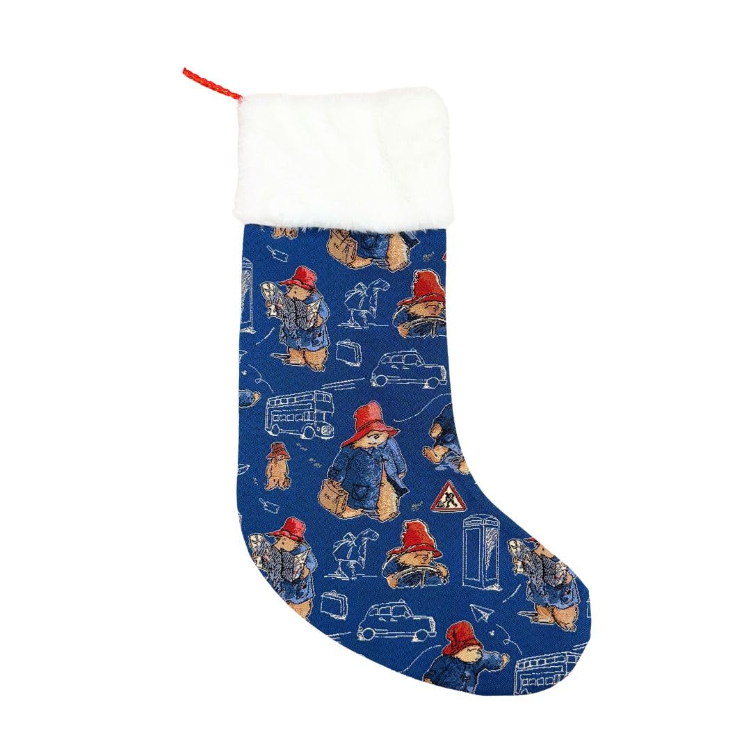 Signare Christmas Stocking - Vintage Tapestry for Fireplace Woven Fabric, Original 19th Century Designs to Delight Children & Adults (Paddington Bear Blue)