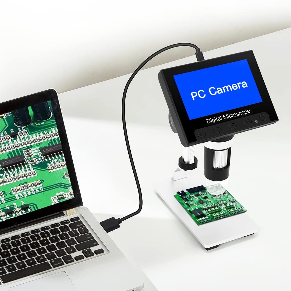 Mikroskop cyfrowy USB 1000-krotne powiększenie, mikroskop lutowniczy z 8 regulowanymi diodami LED, obsługa pamięci micro SD