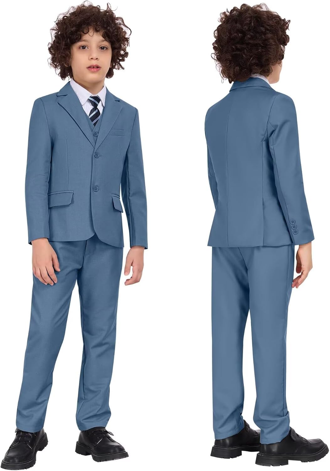 Boys Formal Suit Set Kids 5 Piece Suit Jacket Pants Set with Dress Shirt and Tie Prom Wedding Tuxedo Suits