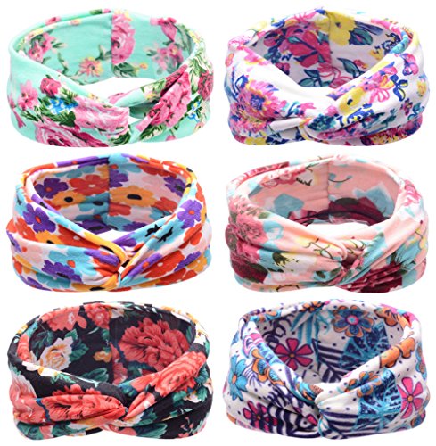 Toptim Baby Girl's Turban Headband Head Wrap Knotted Hair Band (Cross Model 6 Pack)