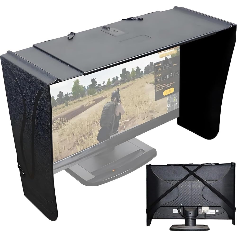 27-inch Display Monitor Hood Sunshade, Screen Sun Visor Adjustable Monitor Hood, Computer Displayshading Side Panel, Desktop Computer Privacy Cover, 41-69cm Adjustable width for Office and Play Games