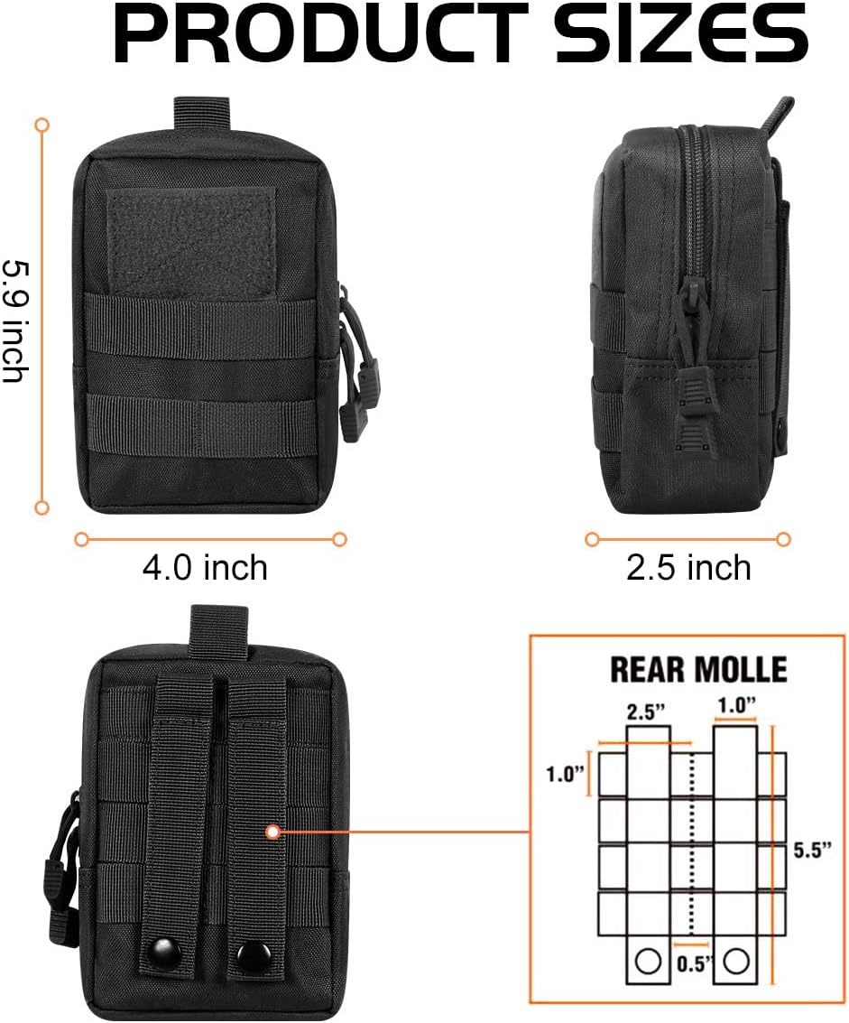 Gogoku 3-Pack Combo Molle Pouch Water Bottle Pouch Holder Tactical Molle Pouches Compact Utility EDC Waist Bag Pack Black : Sports & Outdoors