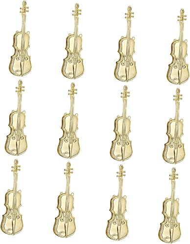 12pcs Instrumento Musical Modelo Lindo Violín Ornamento 1 12 Decoración Oro Instrumento Musical Garland Instrumento Decoración Árbol de Navidad
