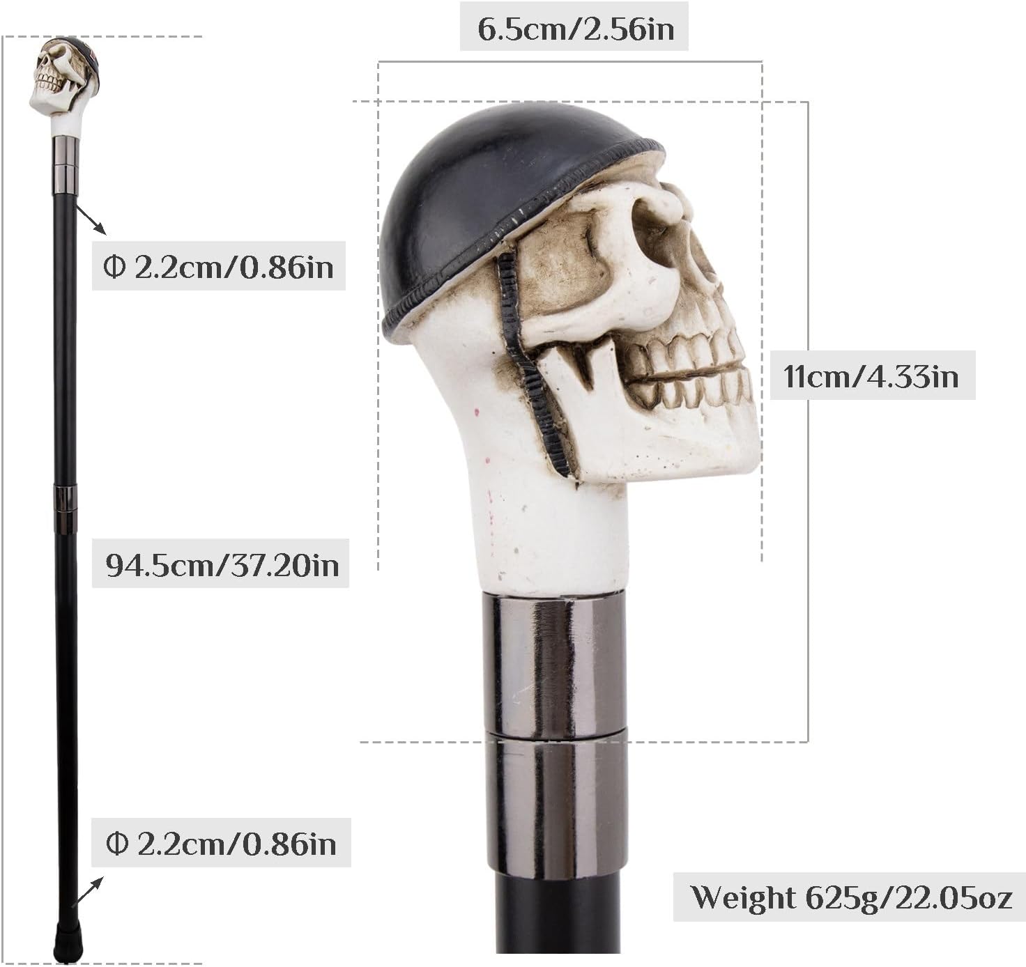 Red Ten Doctor Skull Walking Cane, Luxury Men Womens Walking Stick, Removable Anti Slip Scepter, Cospaly Vintage Party 94cm