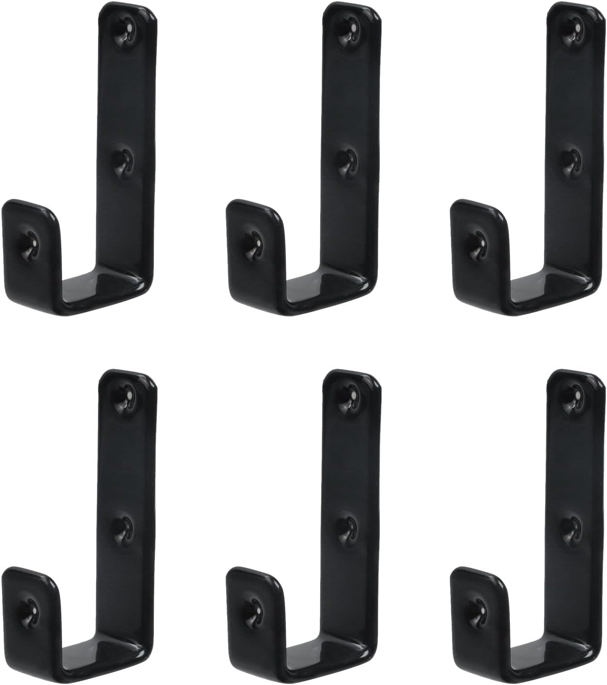 Geesatis 6 Pcs Bed Ladder Hooks Utility Hooks Hanger J Hooks Heavy Duty Metal PVC Coated for Bed Decoration Hook Tool, with Mounting Screws, Black, Inside 1"/25mm