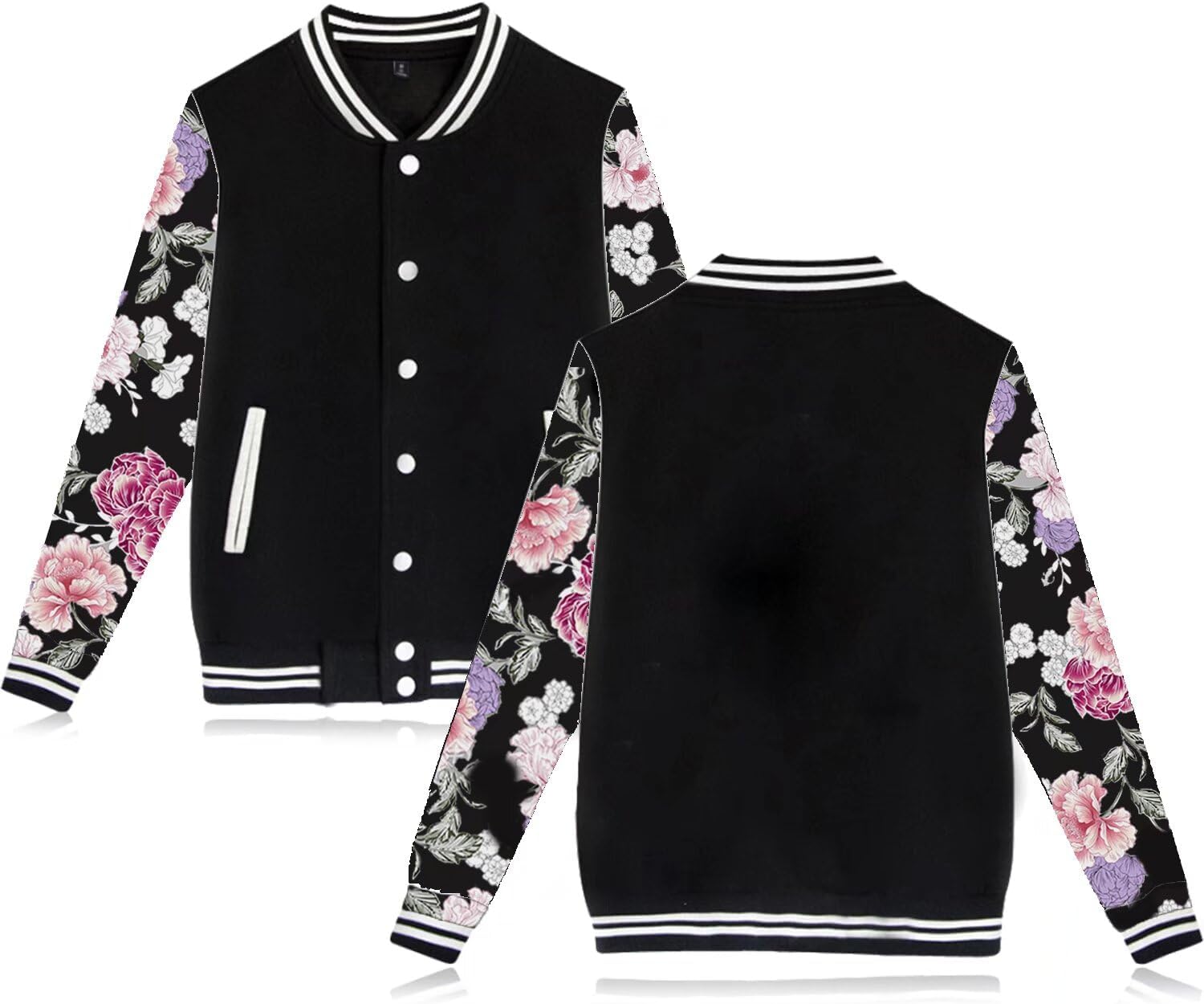 Women's Men's Varsity Baseball Jacket Casual Letterman Bomber Jacket Windbreaker Lightweight Jacket Coat
