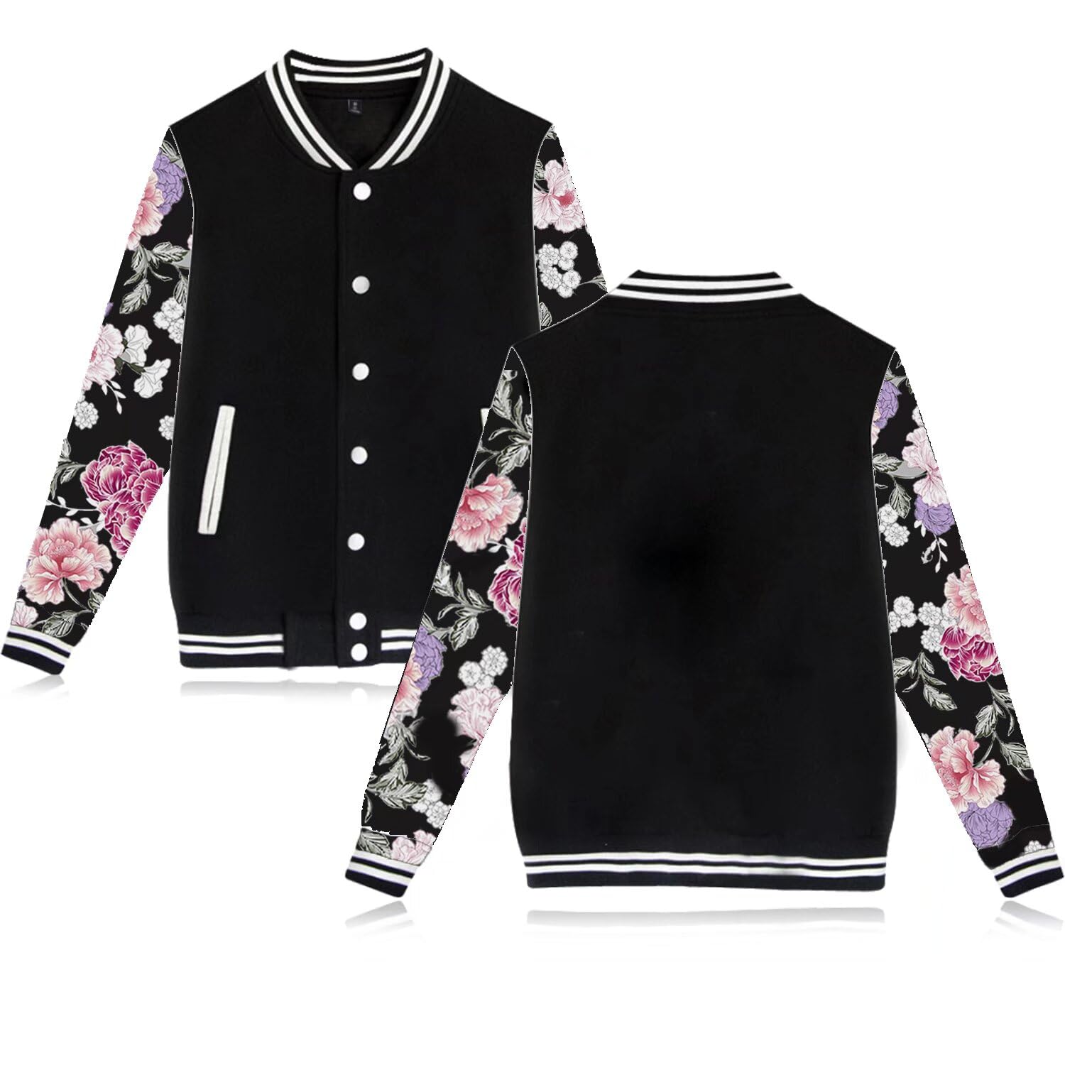 Women's Men's Varsity Baseball Jacket Casual Letterman Bomber Jacket Windbreaker Lightweight Jacket Coat