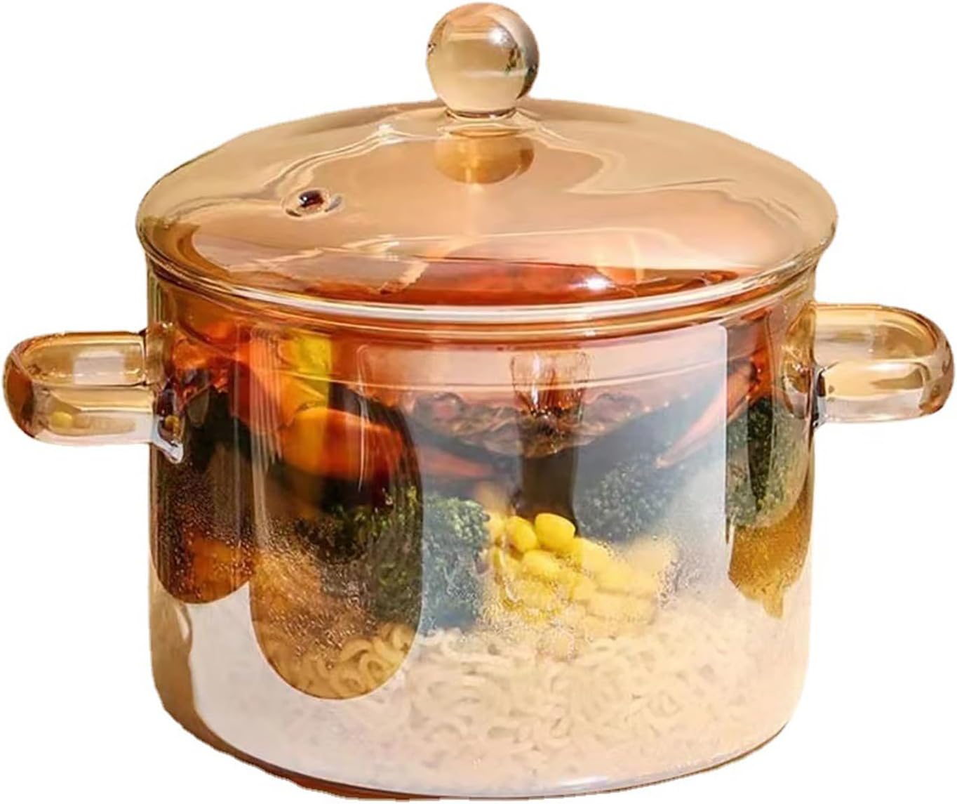 Clear Glass Simmer Pot Glass Pots for Cooking Glass Saucepan Pot Simmer Pot for Stove Top Oven/Gas Safe for Soup Milk Porridge,Amber,1500ml