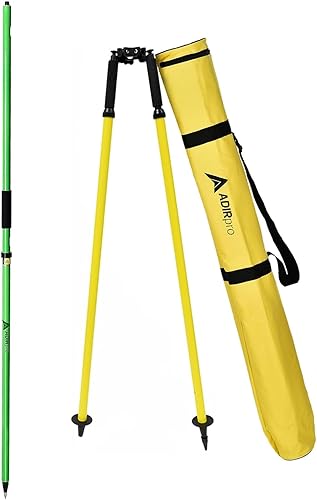 Adir - Bípode de aluminio con cabeza de tornillo de pulgar (amarillo) y barra de aluminio AdirPro GPS Rover (verde)