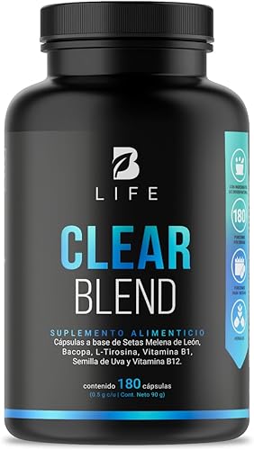 Cápsulas de hongos melena de león - Memoria, enfoque y claridad - Suplemento cerebral nootrópico con Ashwagandha, tiamina (B1), L-treonato de