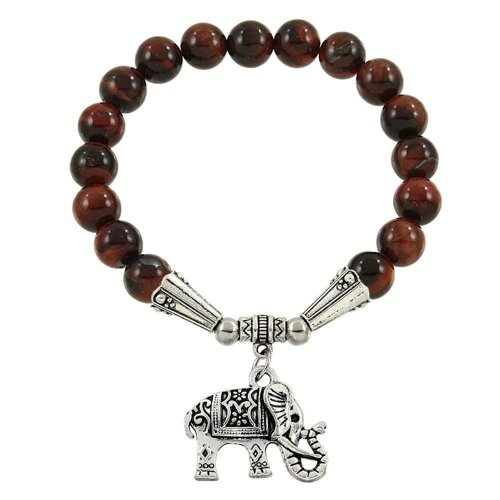 Amuleto de elefante de la suerte Falari pulsera de piedra natural.