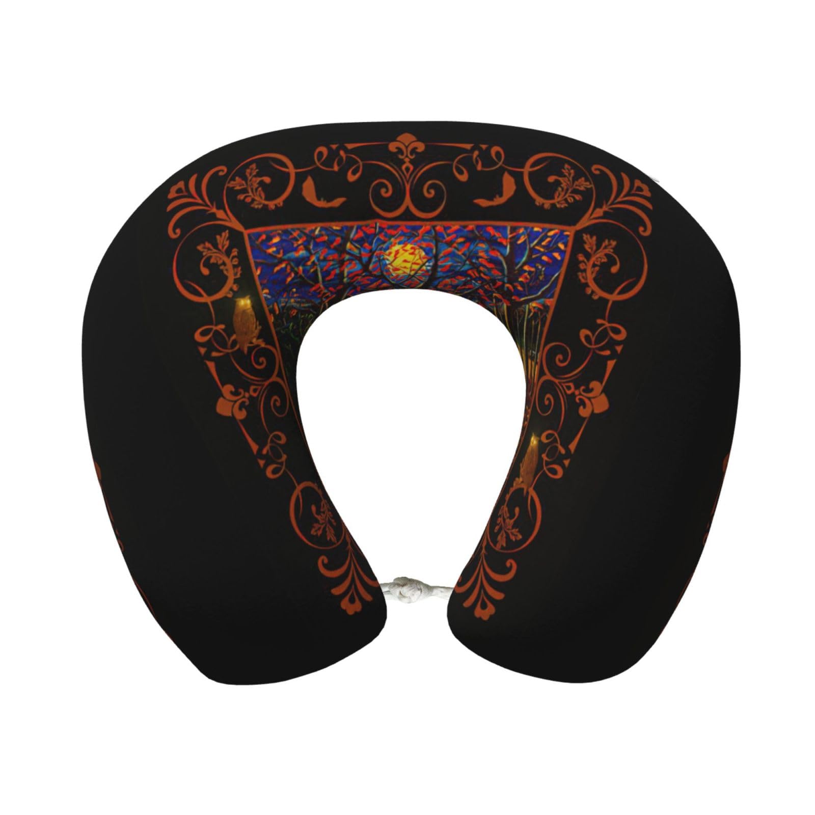 yagDAA Halloween Party Print U-Shape Travel Neck Pillows Memory Foam Neck Pillow For Airplane Car Office Sleeping Rest