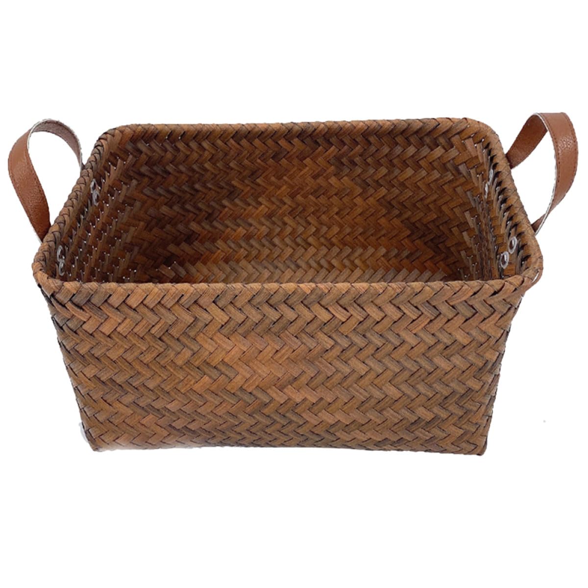 Panier de rangement tissé imitation rotin 38x26x24 cm boite de stockage pour linge et jouets