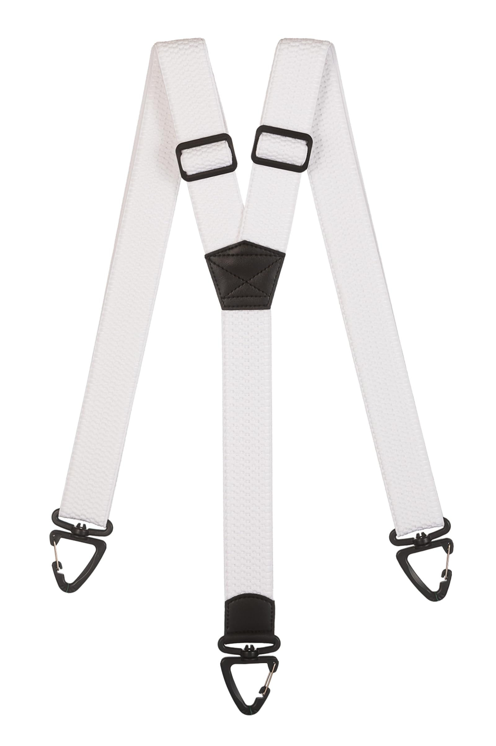 Olata Men's White Heavy Duty Y-Shape Braces/Suspenders With Plastic Carabiner Clips - 4Cm.
