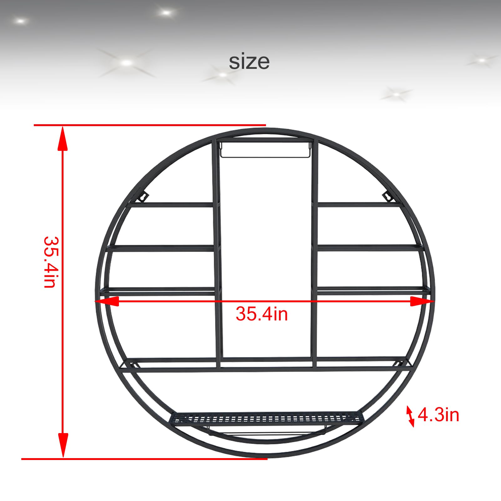 35 Zoll rundes Metall-Bierregal für Bars und Kneipen, Wandmontage, Flaschenhalter im Industrie-Stil, schwarzes Finish, perfekt für Bieraufbewahrung und Präsentation, platzsparendes Design