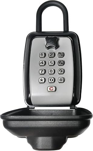 Miniatura 7 de Caja de bloqueo de botón, caja de almacenamiento de llaves montada en la pared al aire libre con código reiniciable de teclado de 10 dígitos,