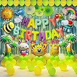 Waldtiergeburtstagsdek orationen：5 x große Tierballons,2 x großer Kokosnussbaumballon,1x Smiley Sonnenballon,1 x Smiley-Regenbogenballon,2 x Mini Tierballon,1 x 