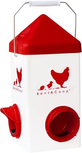 Miniatura 6 de RentACoop Chick2Chicken - Alimentador de 4 puertos sin BPA de 10 libras, incluye cono anti-gallina, cubierta de puerto deslizante y tapa, apto para