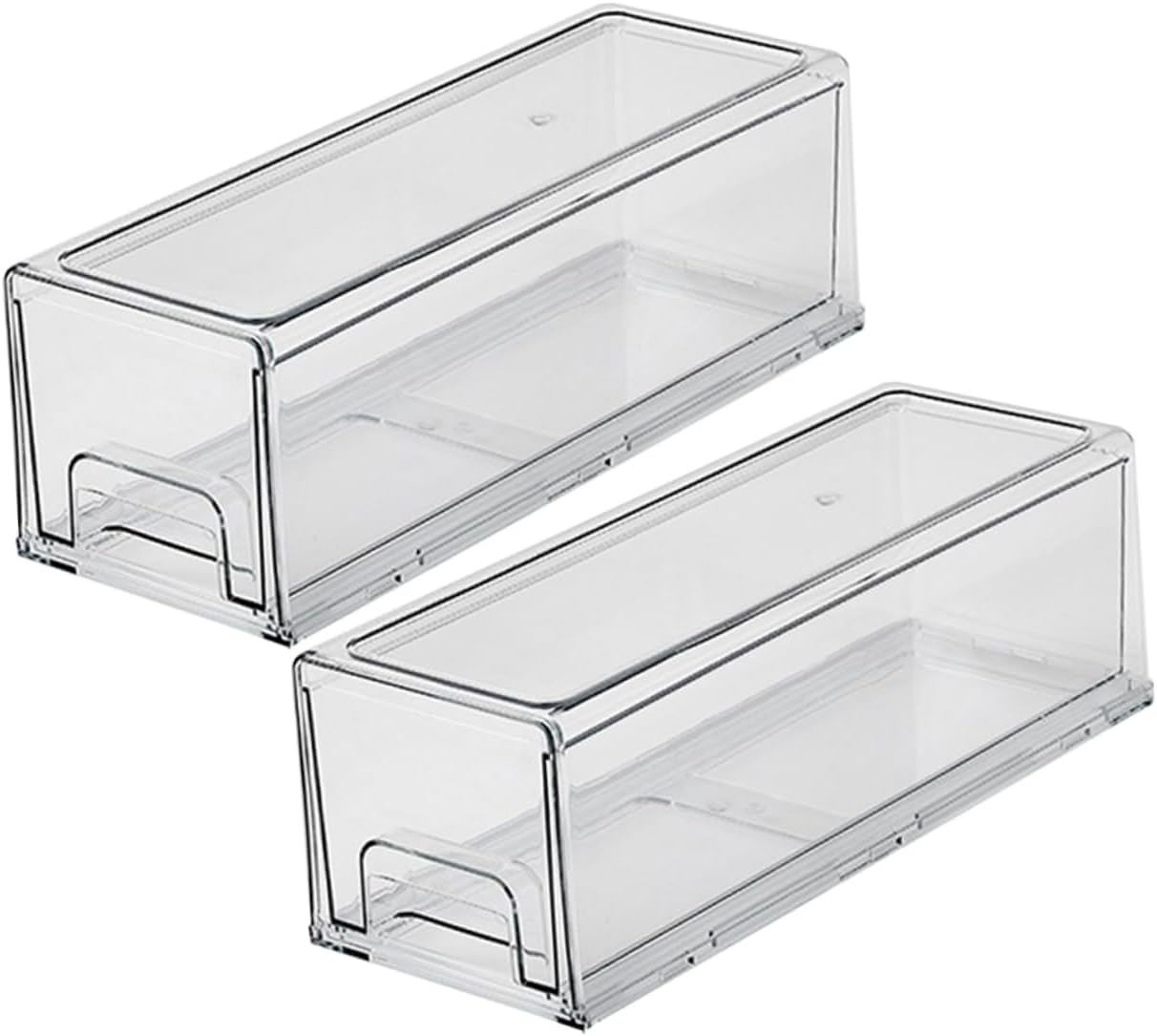 ARTIBETTER 2Pcs Stackable Refrigerator Bins Drawer-Type Fridge Organizers Lids Food Storage Containers for Kitchen and Freezer