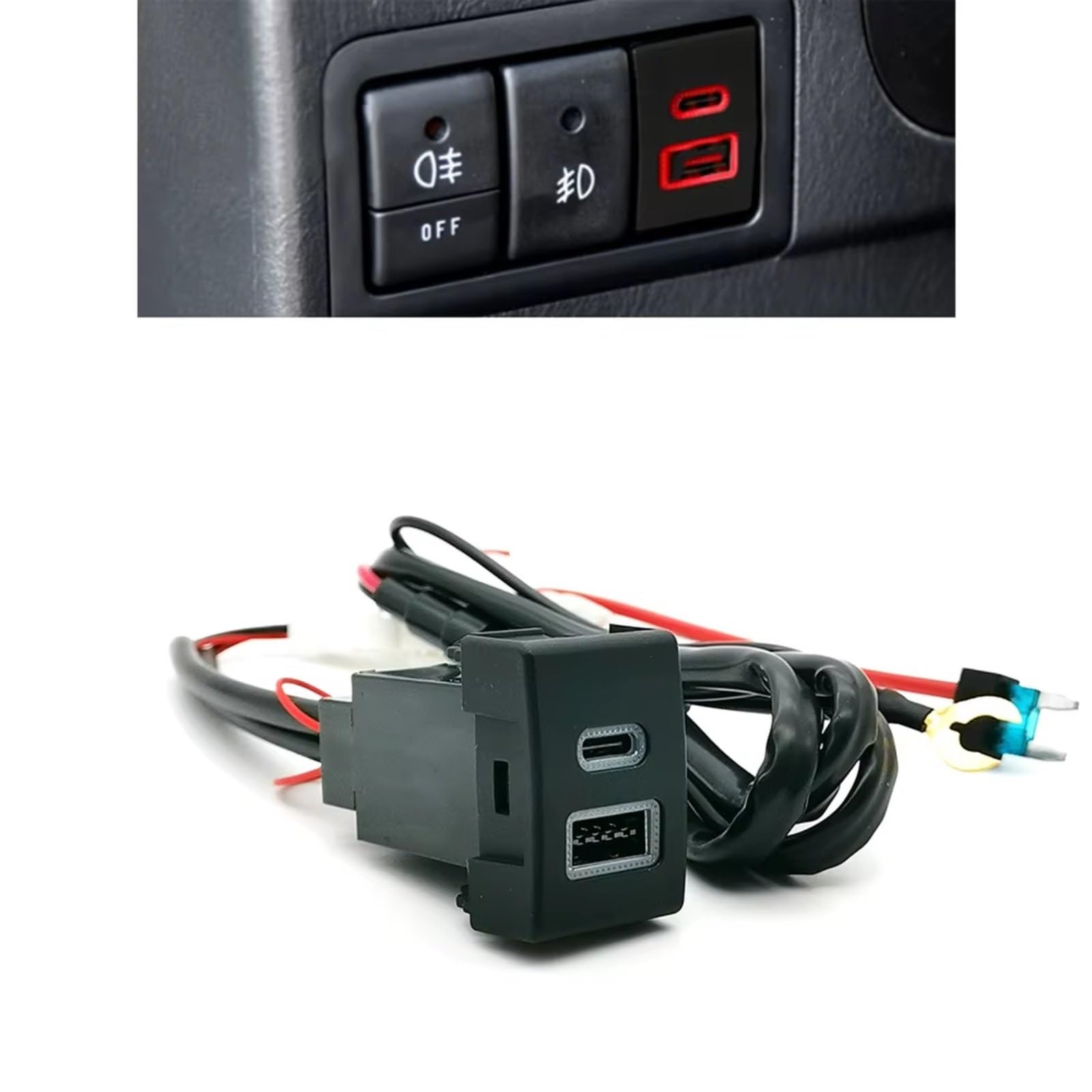 Console Presa USB Compatibile Con Suzuki Per Jimny 2007-2015 Auto Dual C PD Porte QC3.0 Posizione Del Foro Destro Presa 12V Adattatore Presa USB