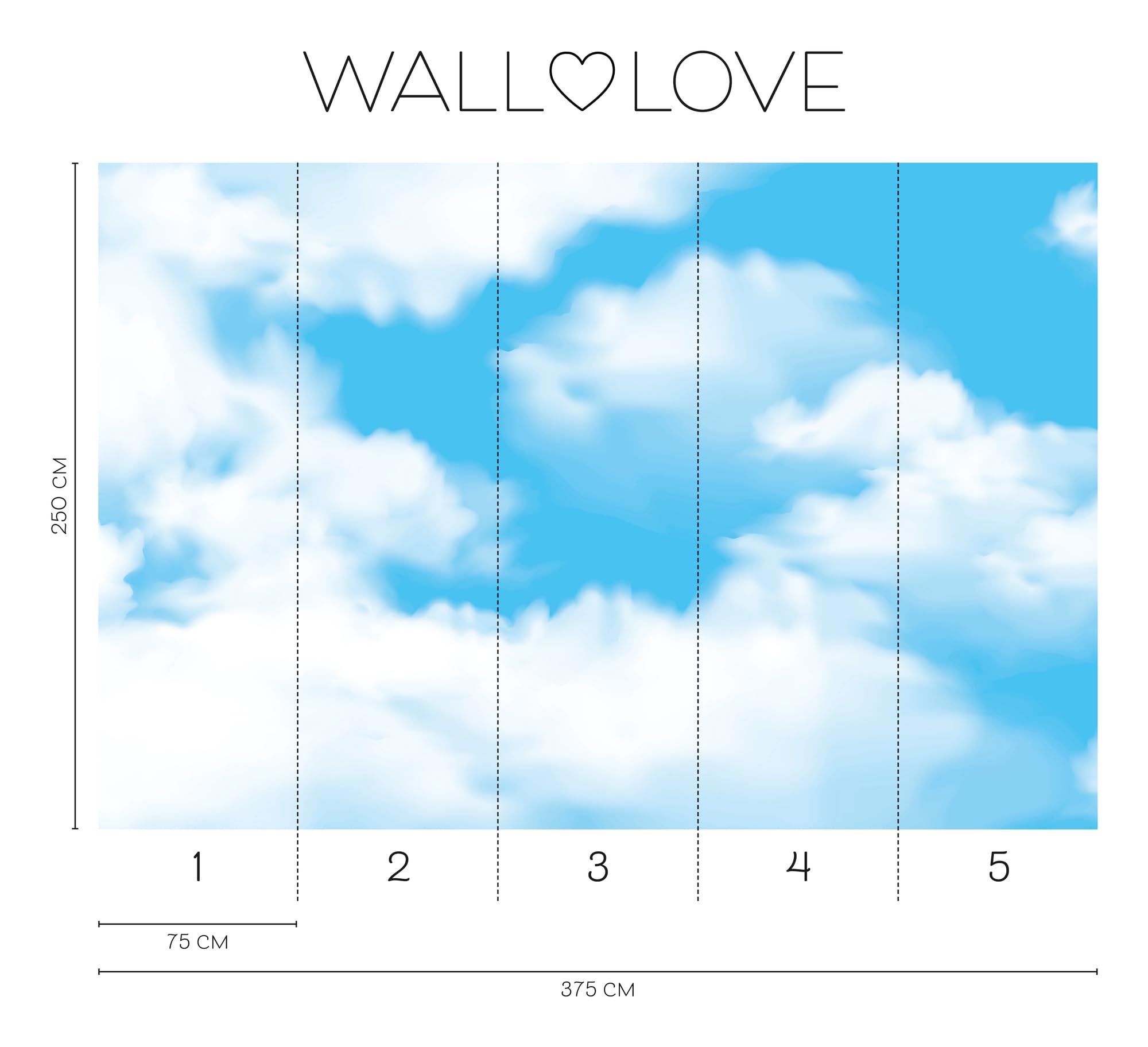 A.S. Création Papel pintado Sky 3,75 m x 2,50 m - WALLLOVE Papel pintado azul nube, blanco cola incluida - DD129590