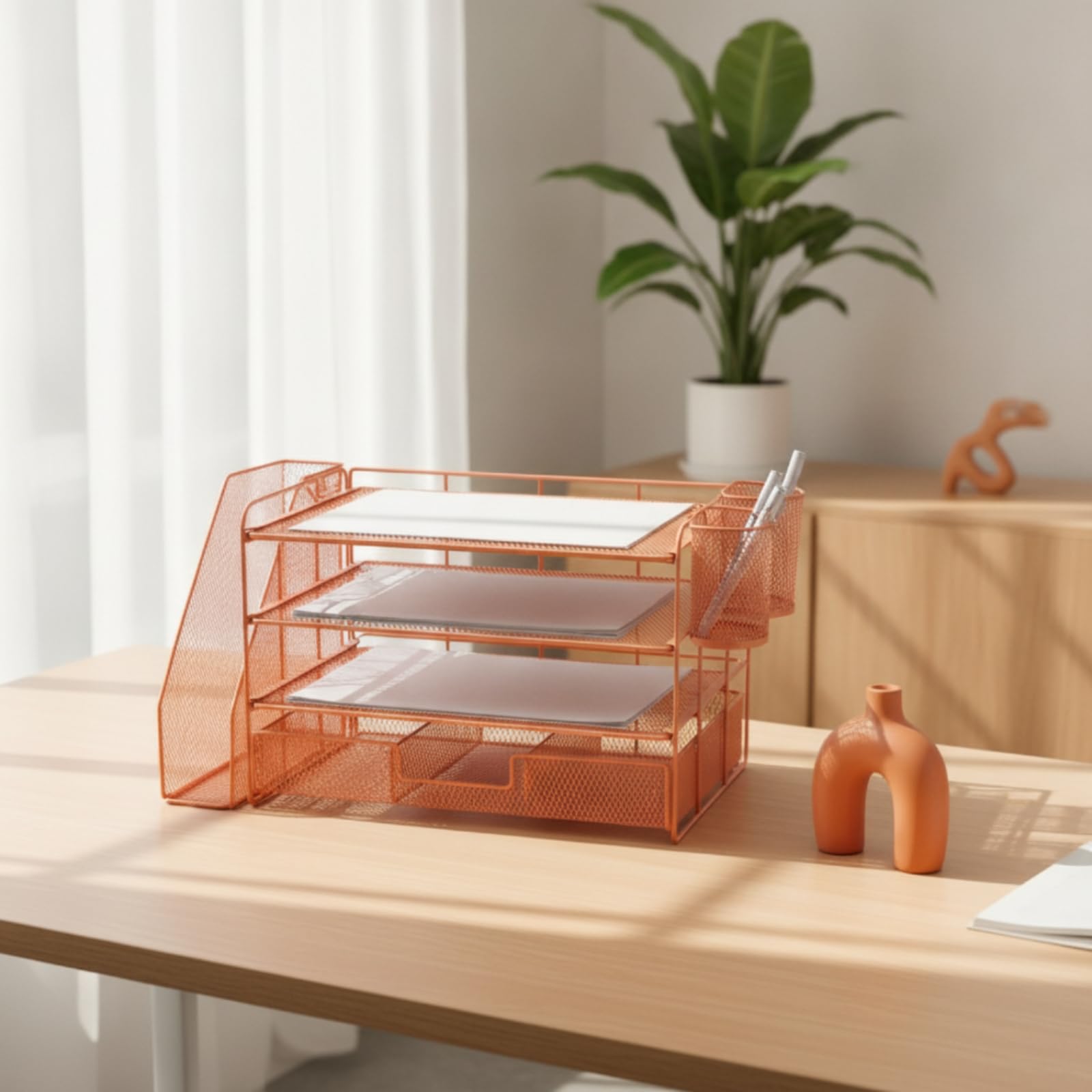 predolo Organizzatore in Filo Metallico con Scomparti Multistrato Scaffale da Tavolo con Scomparti Multipli Multiplo Portacorrispondenza per Studenti, Purple