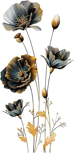 Calcomanías de pared negras y doradas, calcomanías de pared 3D clásicas de flor de ciruelo, murales de pared 3D para niñas, dormitorio, guardería,