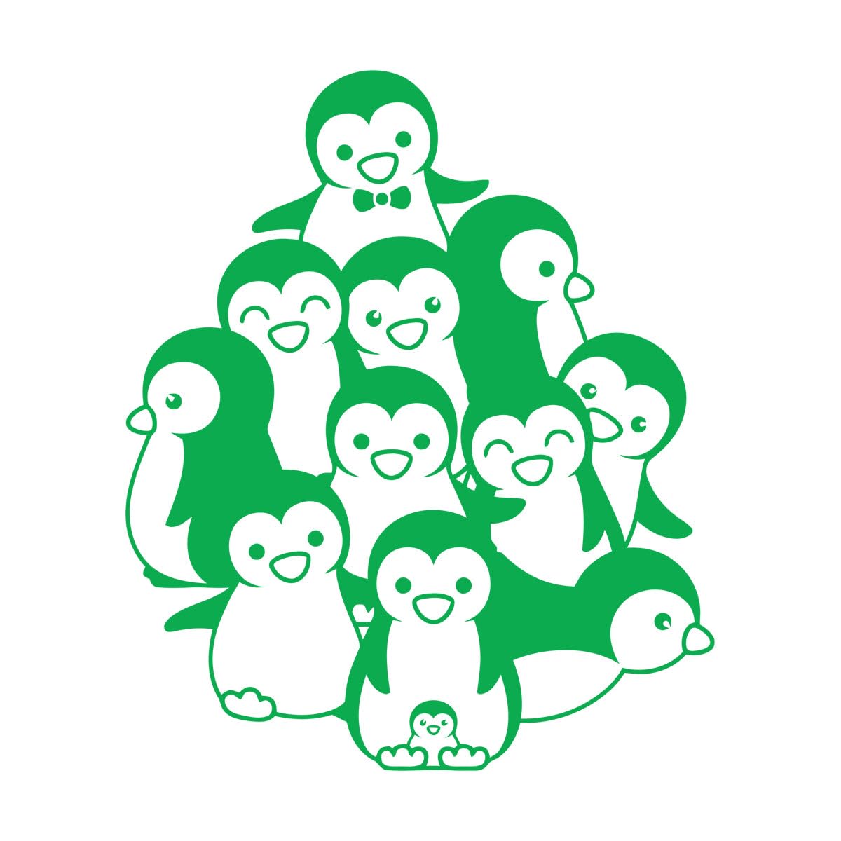 Penguins Baby Animals Nursery Kids Wall Stickers Paster Paper 36x44.8cm Self Adhesive Small Green — image 1