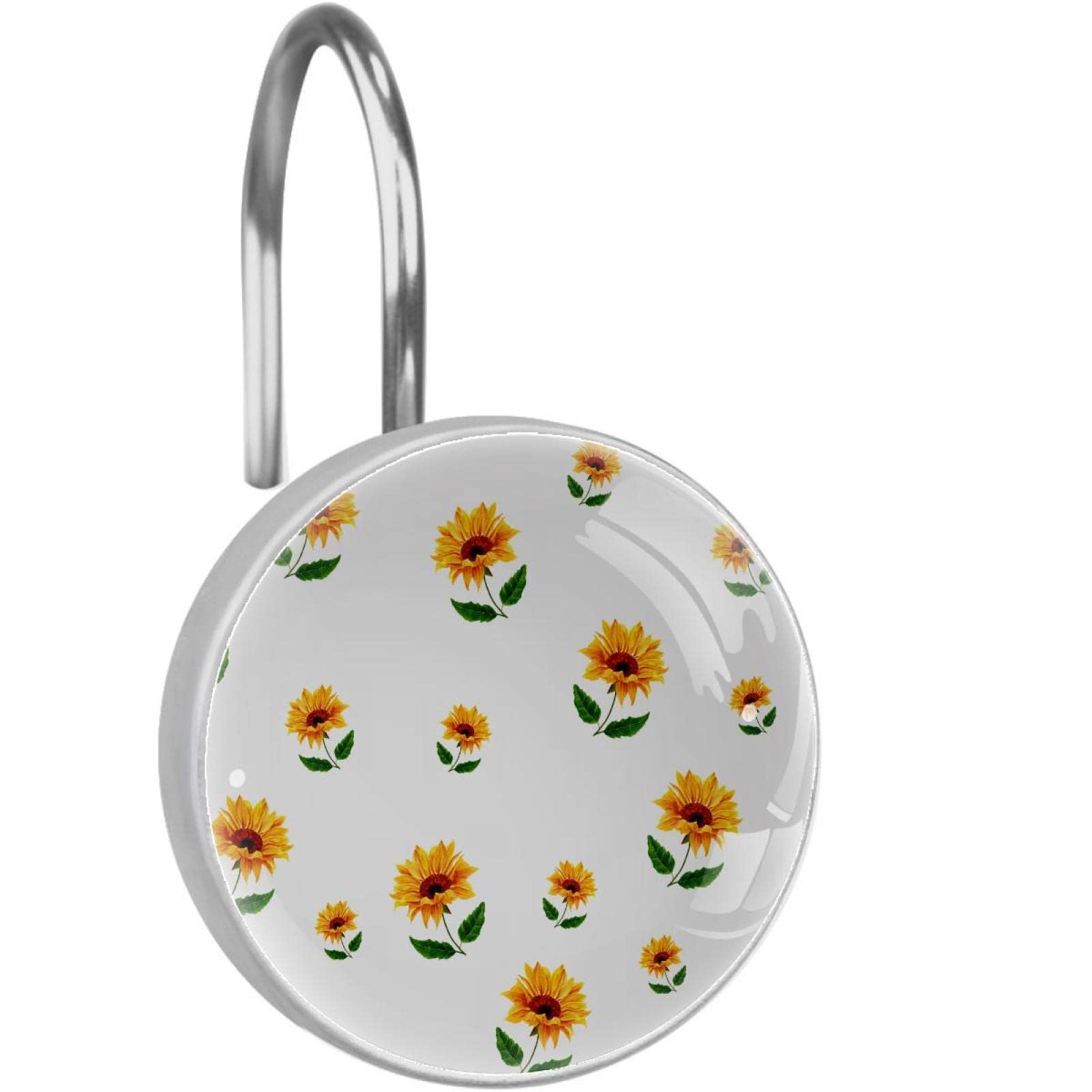Rideau de douche et crochets tournesol en acier pour créer une ambiance printanière zen