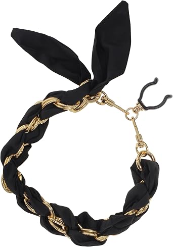 Royal RC Canes Luxury Silk Satin Scarf with Chain Wrist Strap and Clip Holder for Cane Shaft - Designer Silk Scarf with Chain Cane & Bag not Included