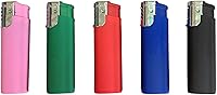 5-Flags Windproof Cigarette Lighter - Refillable, Soft Touch Rubber Grip, 8 Vibrant Colors