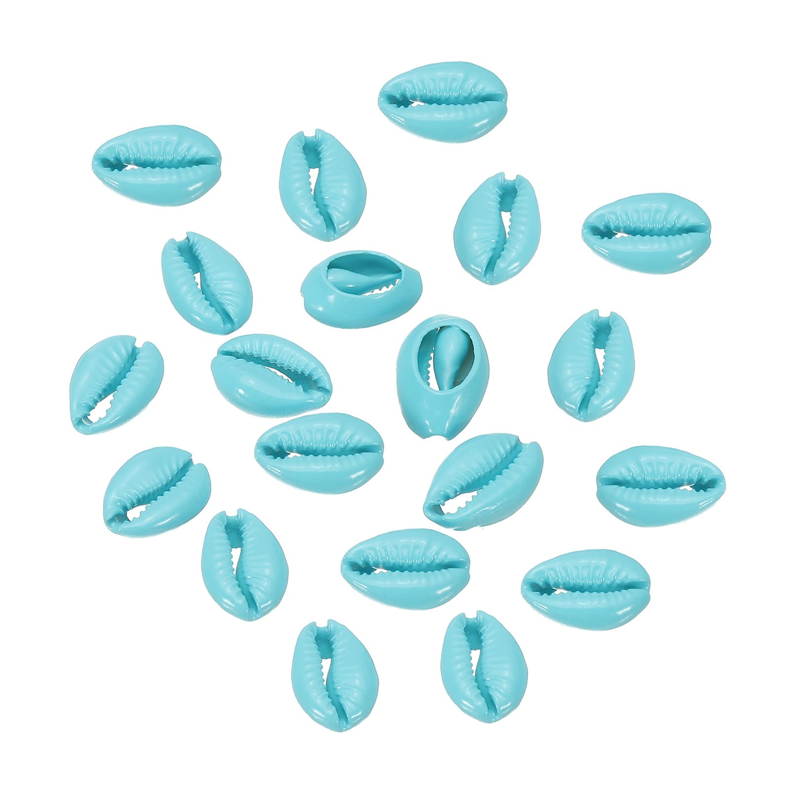 PATIKIL Cowrie Sea Shells, 20 Pcs Blue Smooth Oval Seashells Beads Natural Cowrie Beach Shells Decoration Craft Bead for DIY Bracelet Jewelry Crafting
