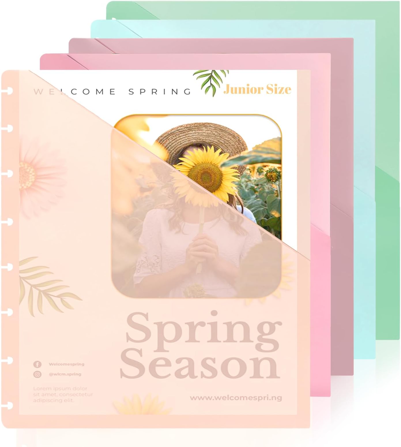 （5.5×8.5 inch） 5Pcs Junior Size Discbound Pocket Dividers DiscBound Binder Dividers Disc Bound Planner Supplies DiscBound Pocket Folder Discbound Notebook Accessories 8 Disc Planner Cover for Office