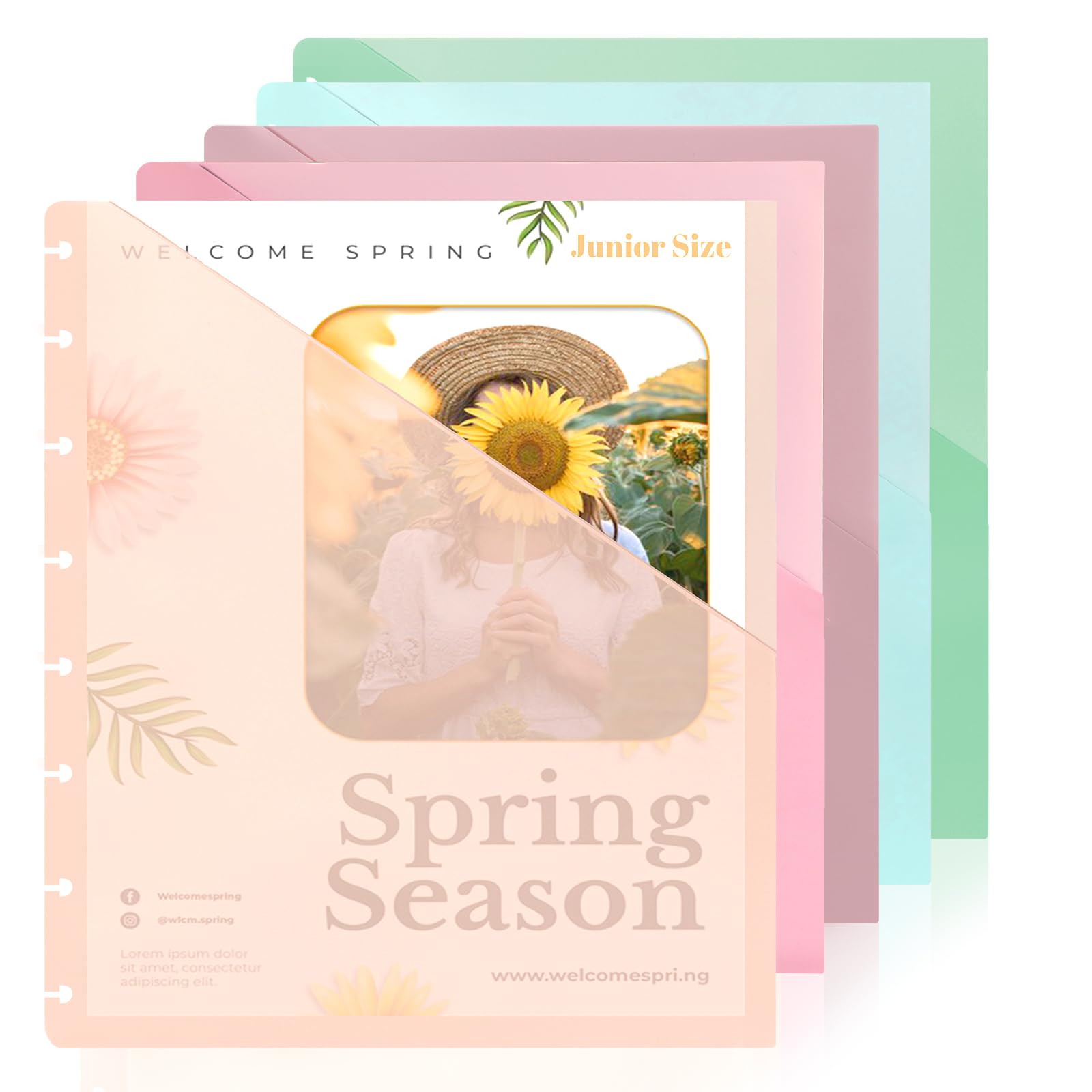 (5.5×8.5 inch) 5Pcs Junior Size Discbound Pocket Dividers DiscBound Binder Dividers Disc Bound Planner Supplies DiscBound Pocket Folder Discbound Notebook Accessories 8 Disc Planner Cover for Office