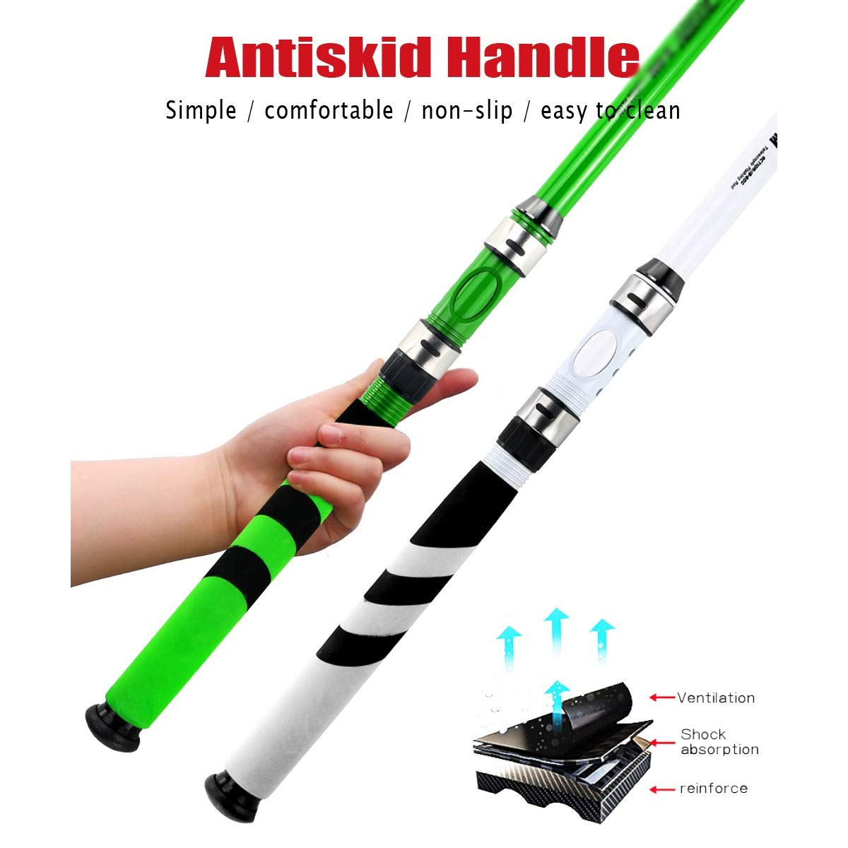 Carbon Fiber Telescopic Carp Sea Fishing Rod Pole Portable Spinning Travel Ultralight 2.1M 2.4M 2.7M 3.0M (Color : White Size : 2.1m) (White 2.1m)