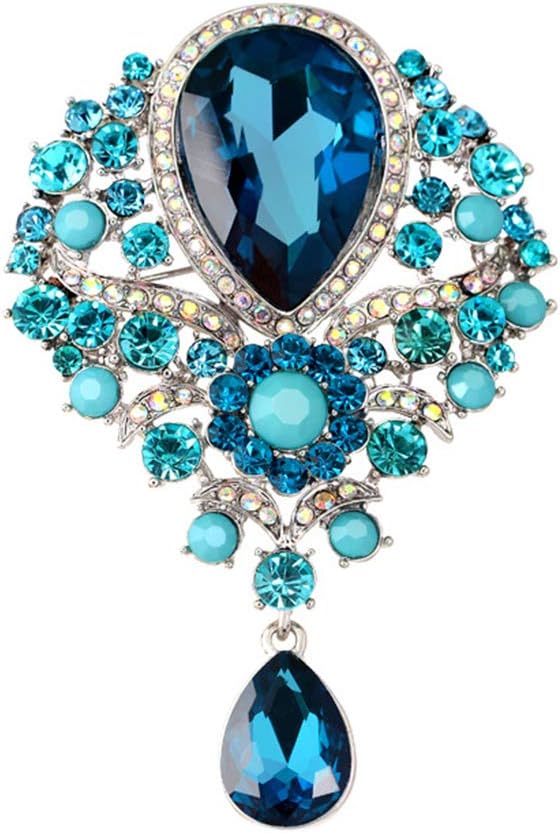 Fablcrew Lily Rhinestone Brooches for Women Flower Wedding Created Crystal Brooch Pin Size 8.4×5.6cm