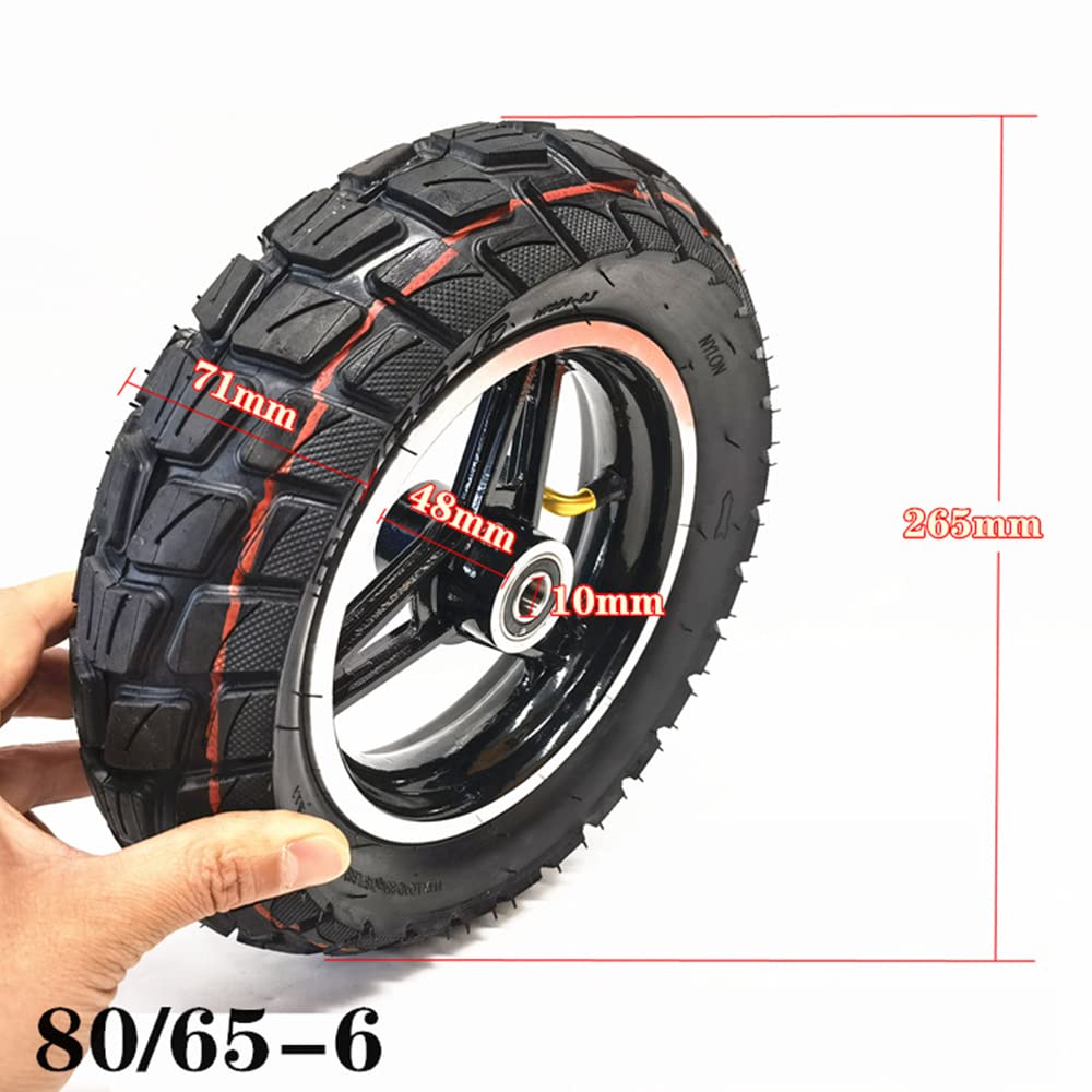 Pneu de Scooter électrique, Assemblage de Pneu tubeless 10 Pouces 80/65-6, moyeu de Roue en Aluminium, adapté aux Accessoires de Jeu de Roues de véhicule électrique/Drone/Robot,B 10mm