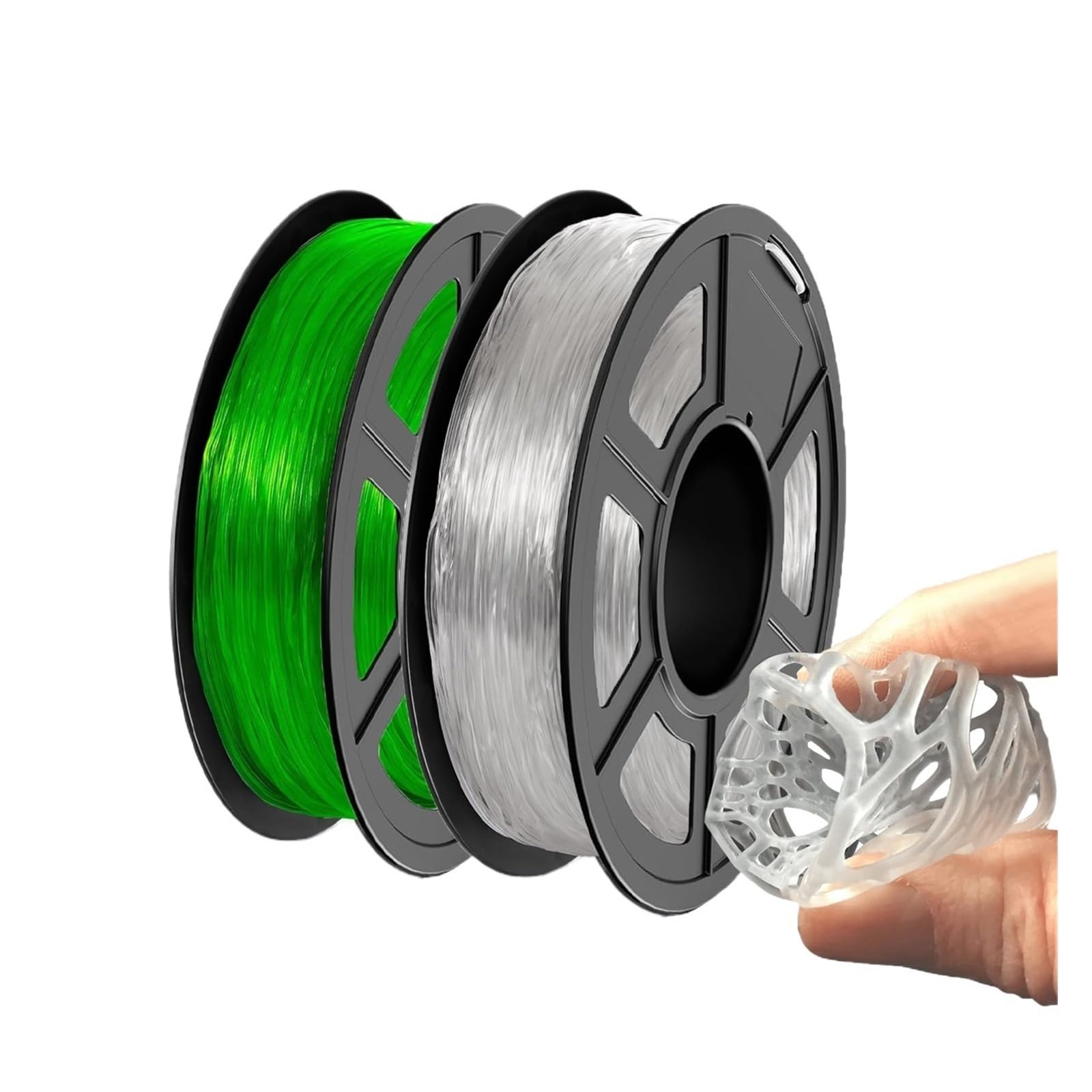 95A 3D-Druckerfilament 1 kg, klares TPU und klares grünes TPU 1,75 mm, 200 g/400 g/1000 g Rolle(Transparent 1000g)