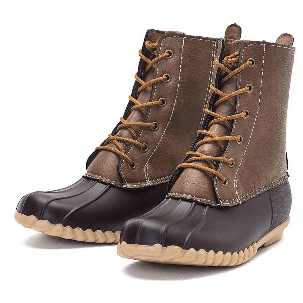 DKSUKO Women's Duck Boots witth Zipper Waterproof Winter Boots Snow Boots