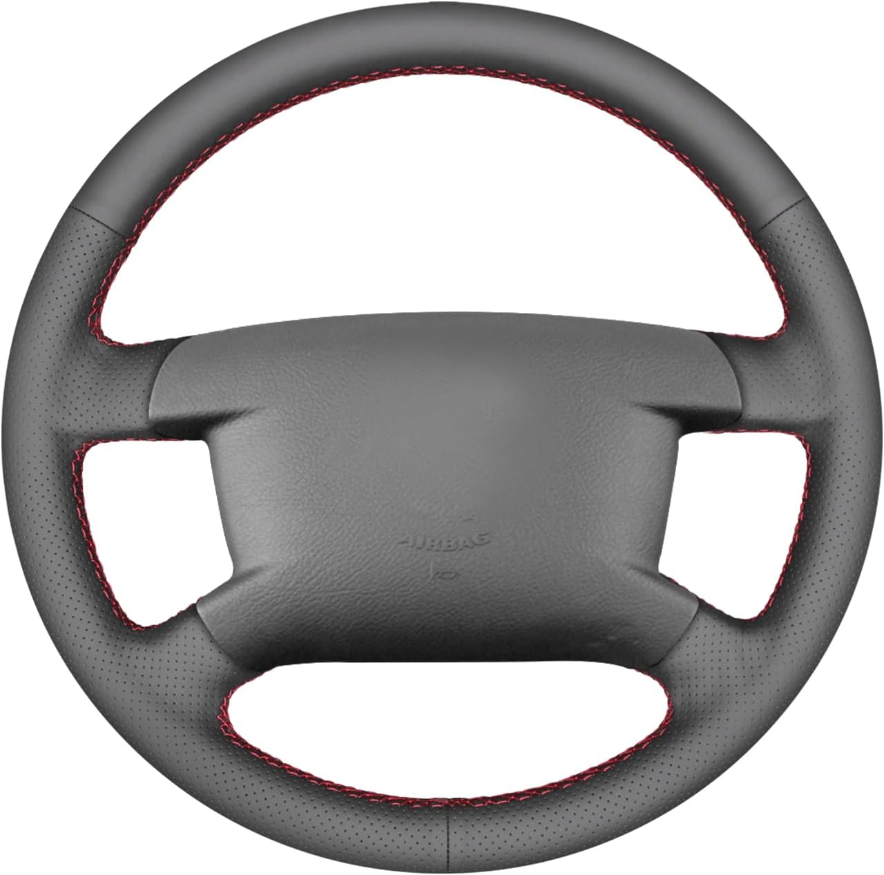 MEWANT Customized Hand Stitch Black Artificial Leather Car Steering Wheel Cover for Volkswagen VW Caddy 2003-2006 / Caravelle 2003-2009 / T5 2003-2008