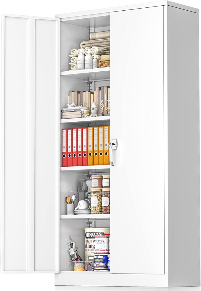 Greenvelly White Metal Storage 72" Steel Locking