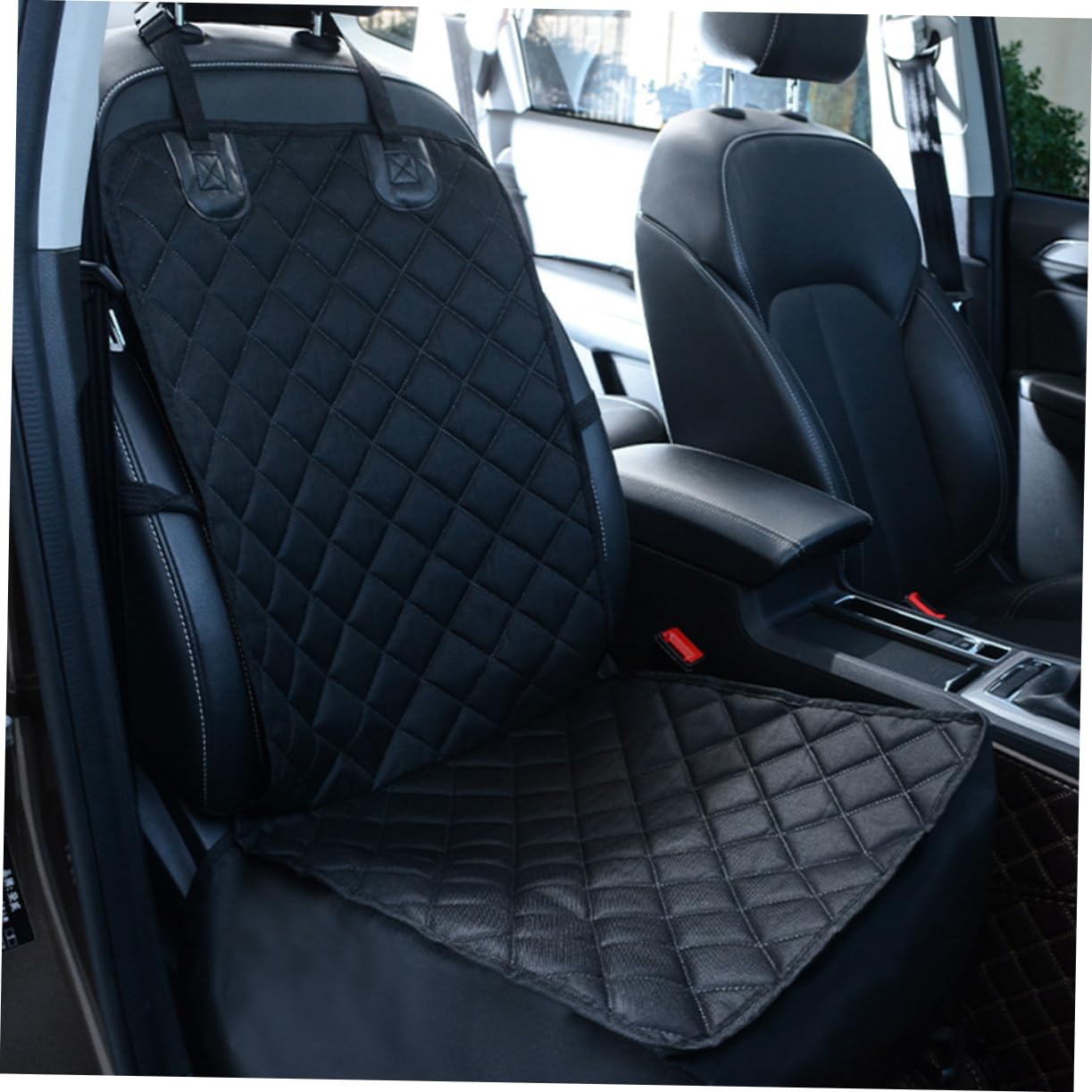 Cojín para Asiento de Coche para Perros Negro 600d Oxford | Funda para Mascotas en Coche, Instalación Sencilla y Formato Portátil, Protección Trasera