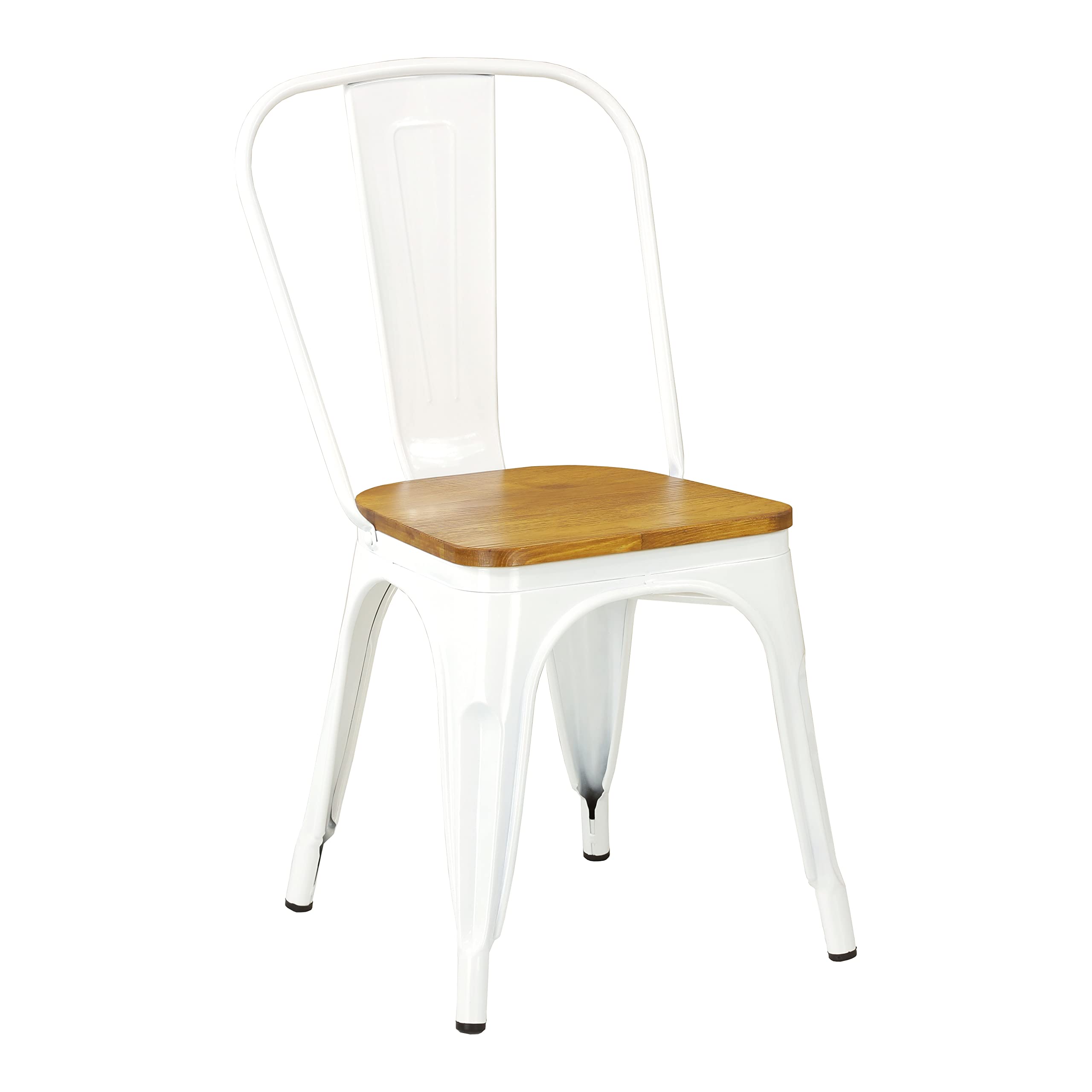 Totò Piccinni Sedia Industry in Metallo Design Industriale (1 Sedia, Wood/Bianco)