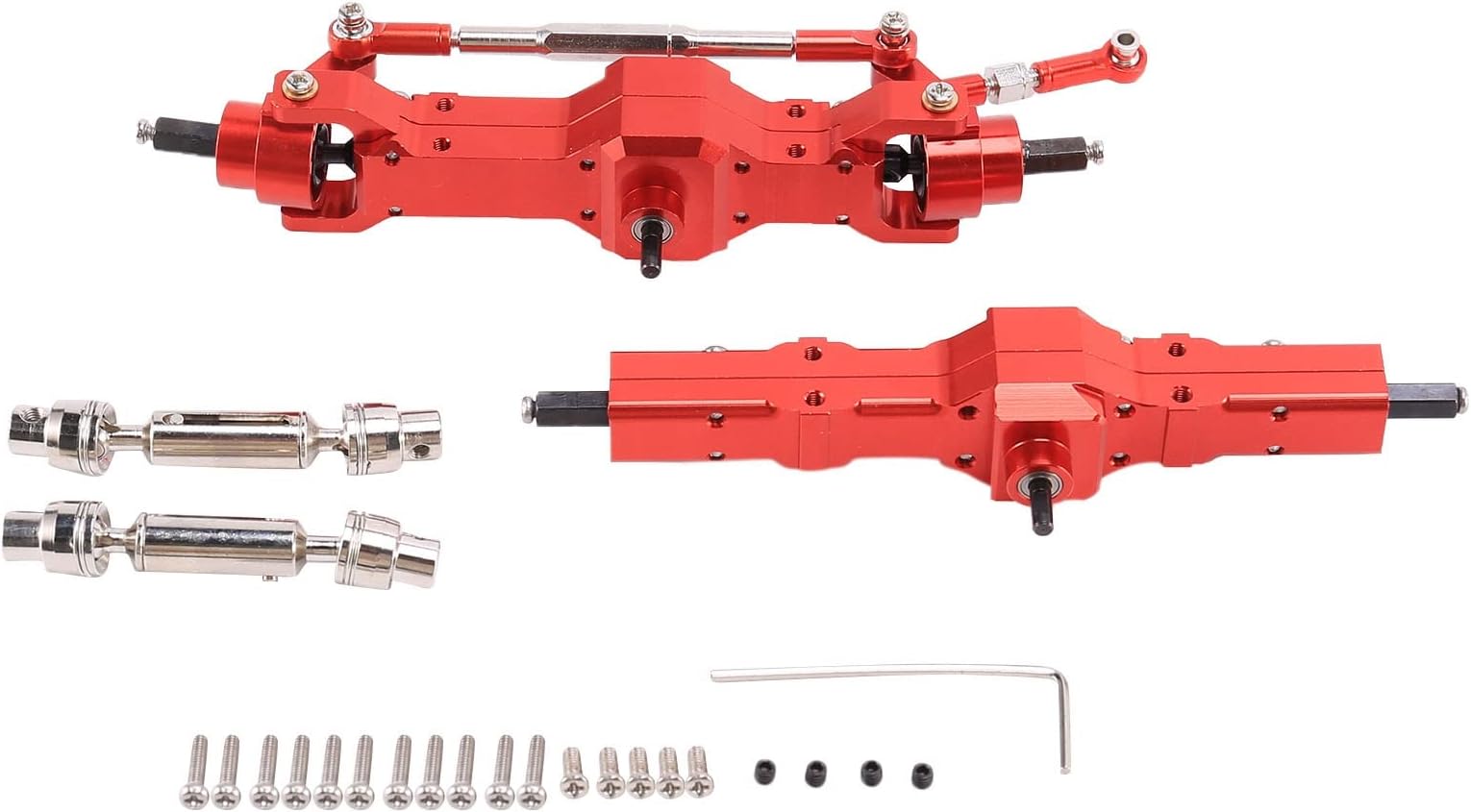 Hilary Metal Front & Rear Bridge Axle Gear Box with Drive Shaft for WPL C14 C24 B14 B24 1/16 RC Car Upgrade Parts,Red, 500081182A2