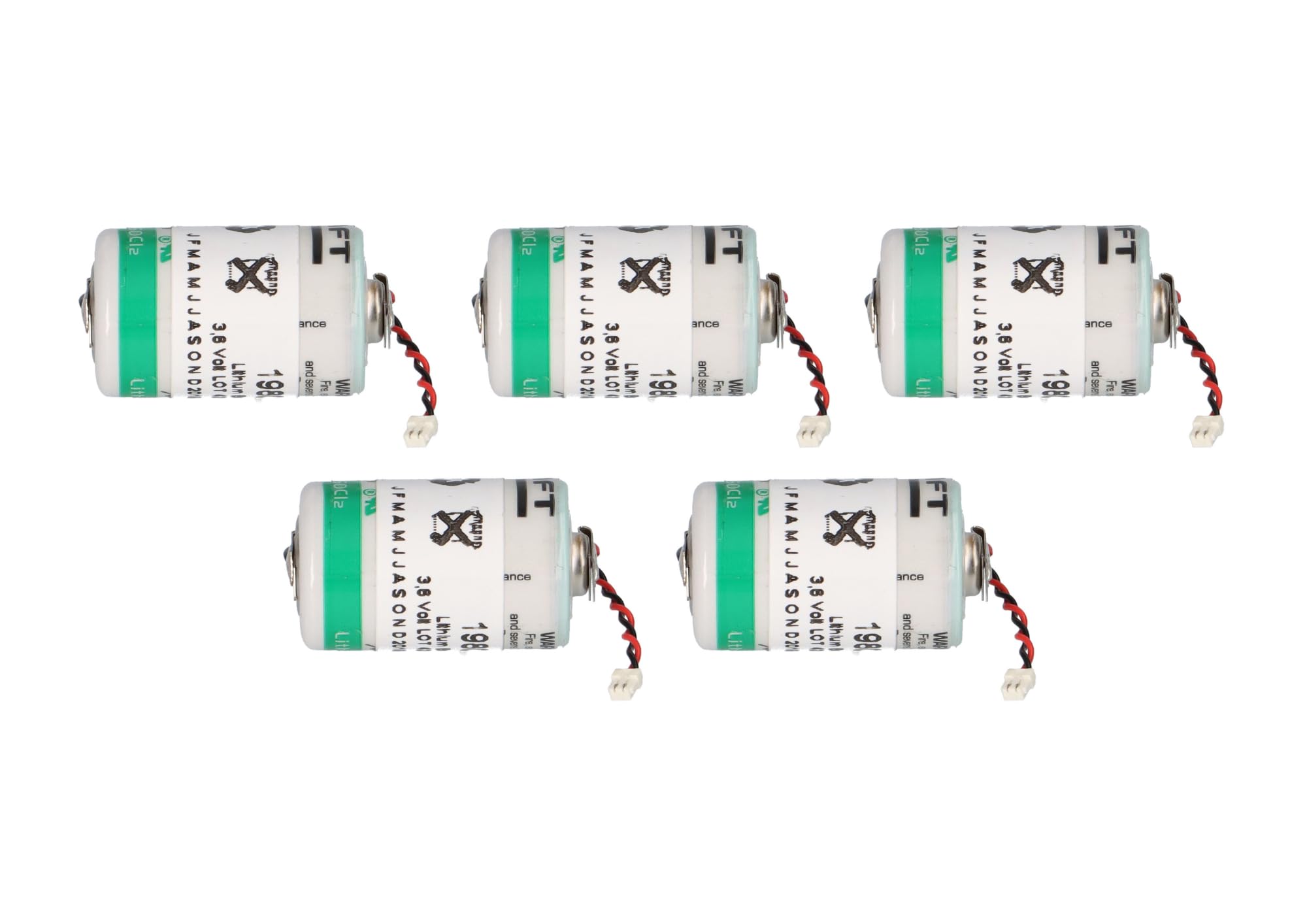 Batteria al litio 3,6 V 1100 mAh 1/2 AA compatibile con cilindri WINKHAUS Blue Chip, set da 5 con cavo e connettore, energia affidabile per sistemi di chiusura elettronica